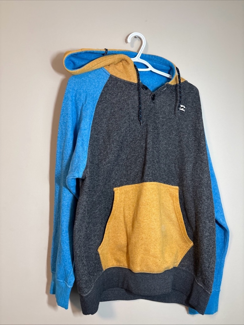 Billabong Men's Colorblock Hoodie in Blue, Charcoal & Gold